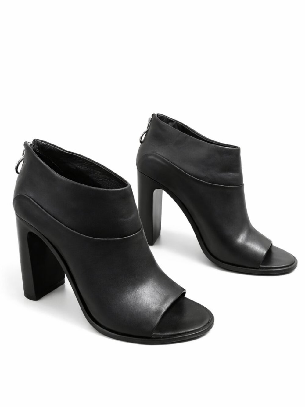rag & bone Black Leather Open-Toe Ankle Booties Size 8